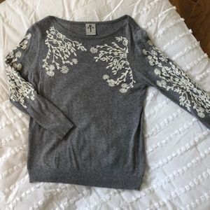 Rain + Rose Sabo Boat Neck Embroidered Sweater - L